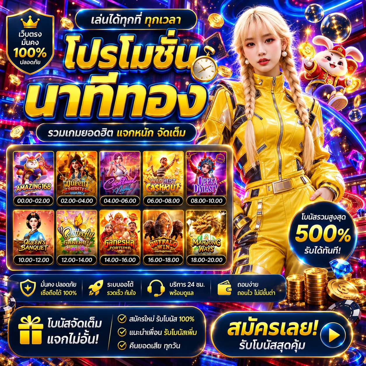 ภาพโปรโมชั่นนาทีทองสำหรับทดลองเกม AMAZING168